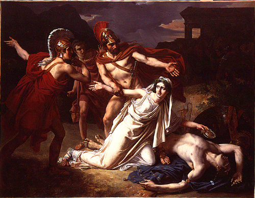 Sébastien Norlin. Antigone donnant la sépulture à Polynice. 1825, Paris, Ecole Nationale Supérieure des Beaux-Arts.